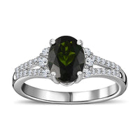 Chrome Diopside and White Zircon 1.75 ctw Ring in Platinum Over Sterling Silver (Size 11.5)