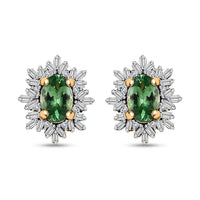 Tsavorite Garnet and Diamond Snowflake Stud Earrings in Vermeil Yellow Gold Over Sterling Silver 1.30 ctw
