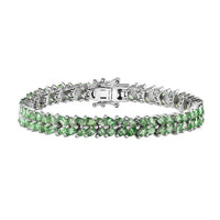 Premium Tsavorite Garnet 2 Row Bracelet in Platinum Over Sterling Silver (6.50 In) 8.90 ctw