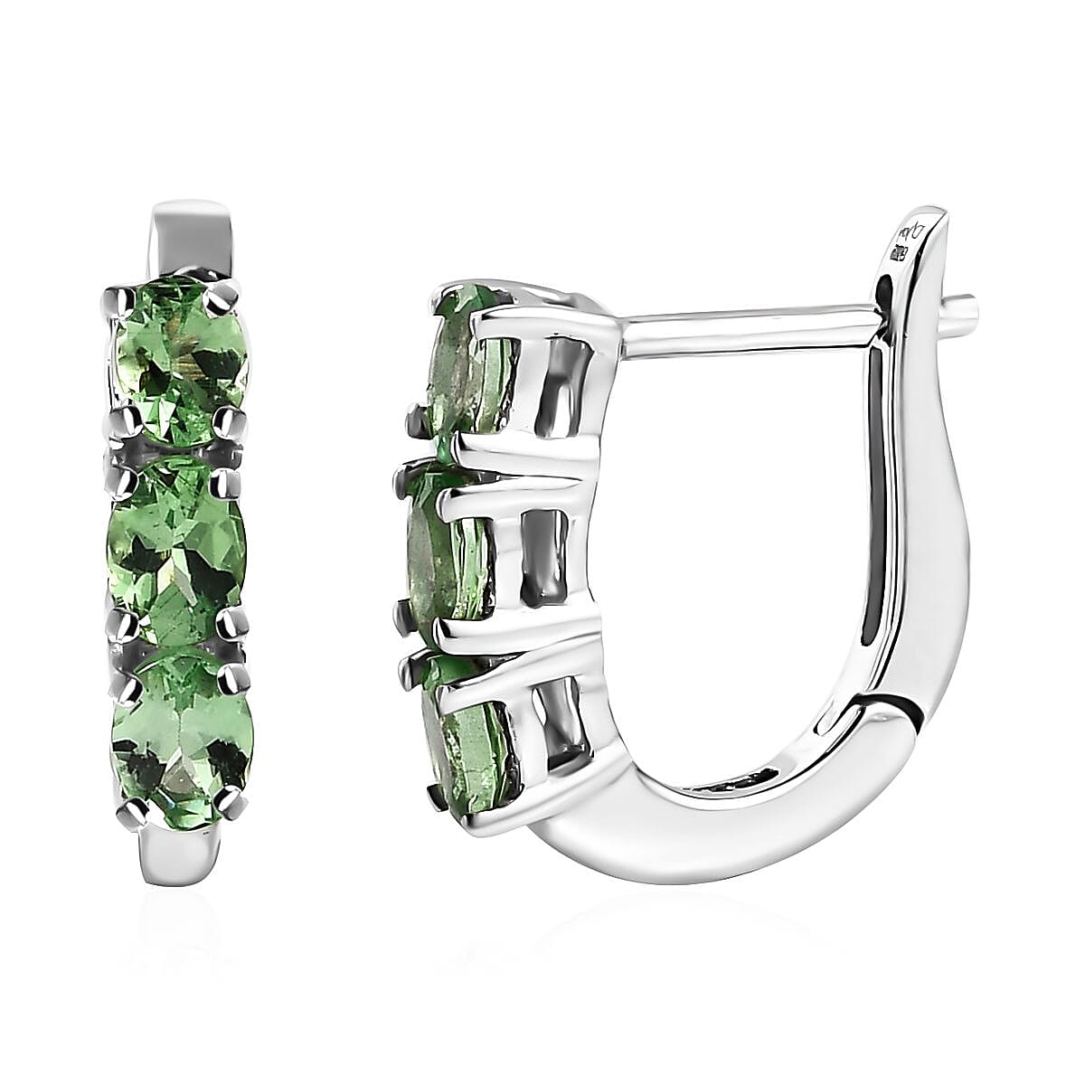 Tsavorite Garnet Hoop Earrings in Platinum Over Sterling Silver 1.00 ctw