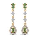 Tsavorite Garnet and White Zircon Dangling Earrings in Vermeil Yellow Gold Over Sterling Silver 1.50 ctw - Sticky add to cart bar