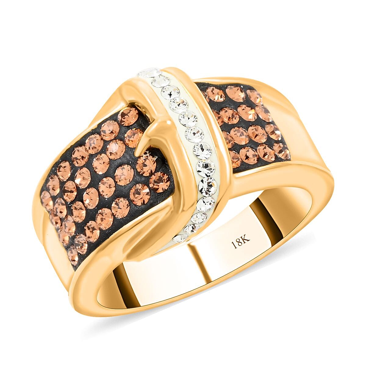 Champagne and White Austrian Crystal Ring
