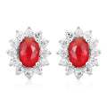 Simulated Red and White Diamond Earrings in Silvertone - Sticky add to cart bar