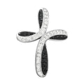 Black and White Austrian Crystal Cross Pendant in Silvertone - Sticky add to cart bar