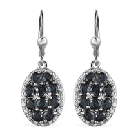 Premium Monte Belo Indicolite and White Zircon 3.30 ctw Lever Back Earrings in Rhodium Over Sterling Silver