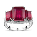 Niassa Ruby (FF), White Zircon Trilogy Ring in Platinum Over Sterling Silver (Size 7.0) 11.00 ctw - Sticky add to cart bar