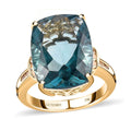 Luxoro 10K Yellow Gold Premium Teal Fluorite, White Sapphire Ring (Size 10.0) (4.30 g) 12.35 ctw - Sticky add to cart bar
