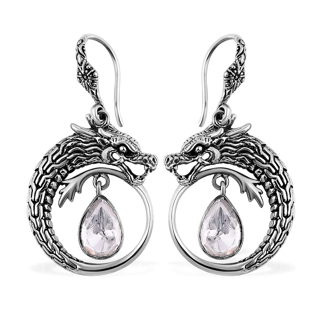 TLV Bali Legacy Polki Moissanite Dragon Earrings in Sterling Silver 1.50 ctw