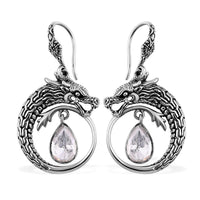 TLV Bali Legacy Polki Moissanite Dragon Earrings in Sterling Silver 1.50 ctw