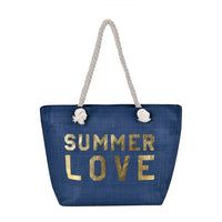 Paper Tote Bag with Printed SUMMER LOVE - Navy (19.29"x13.38"x5.90")