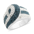 Blue and White Austrian Crystal Ring in Silvertone (Size 8.0) - Sticky add to cart bar