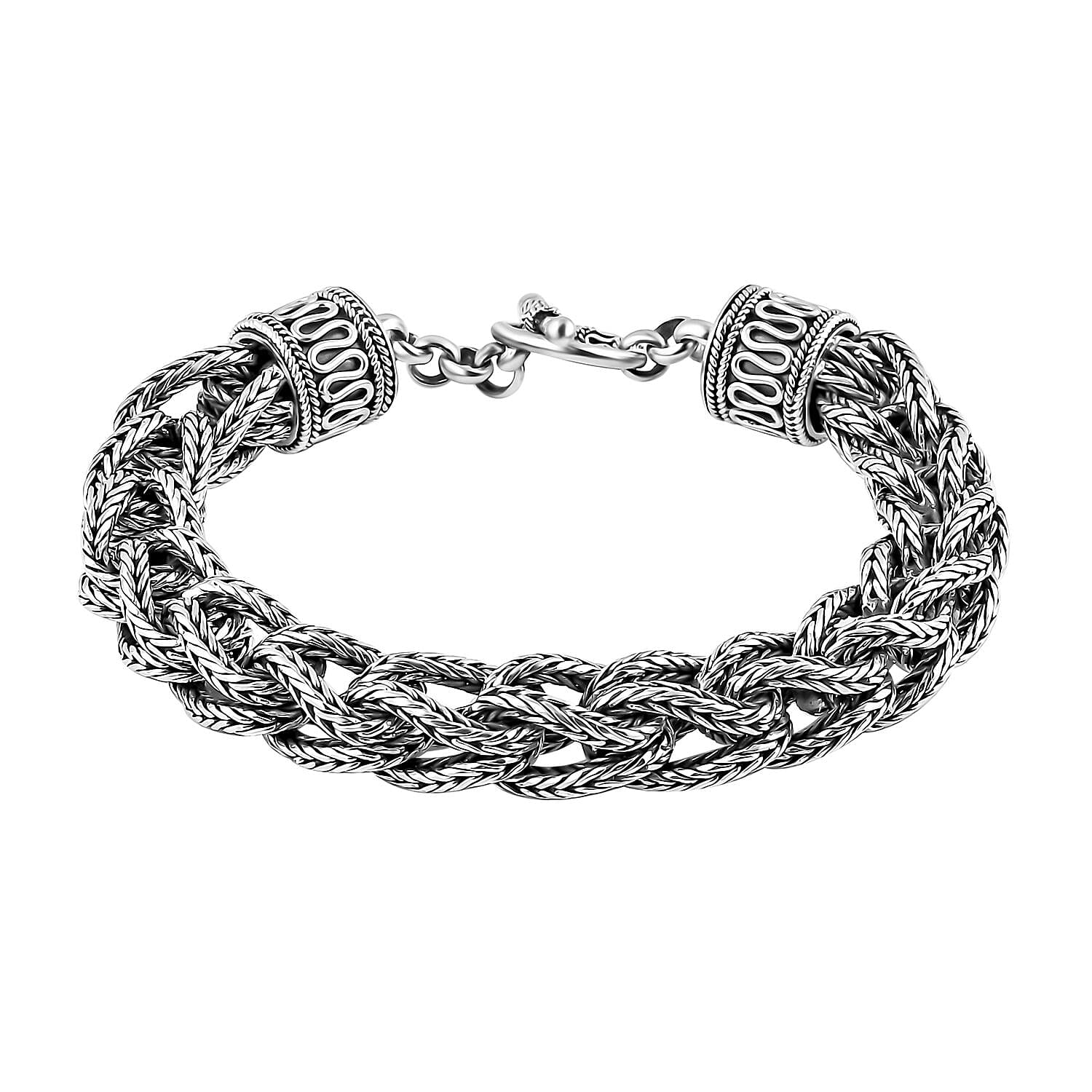 Doorbuster Bali Legacy Sterling Silver Tulang Naga Bracelet (6.50 In) (70.90 g)
