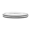 Black Austrian Crystal Bangle Bracelet in Silvertone (7.50 In) 4.13 ctw - Sticky add to cart bar