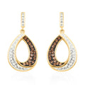 Champagne and White Austrian Crystal Earrings in 14K Gold Over - Sticky add to cart bar