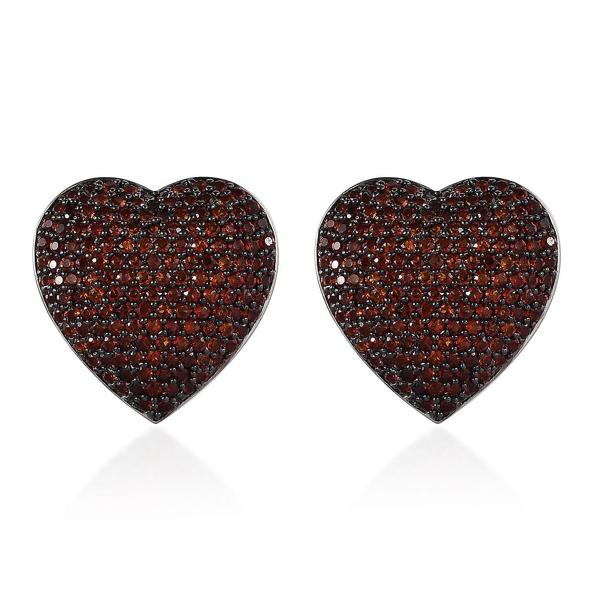 GP Amore Collection Mozambique Garnet Heart Stud Earrings in Platinum Over Sterling Silver 3.35 ctw