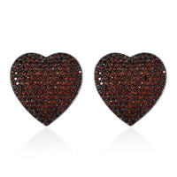 GP Amore Collection Mozambique Garnet Heart Stud Earrings in Platinum Over Sterling Silver 3.35 ctw