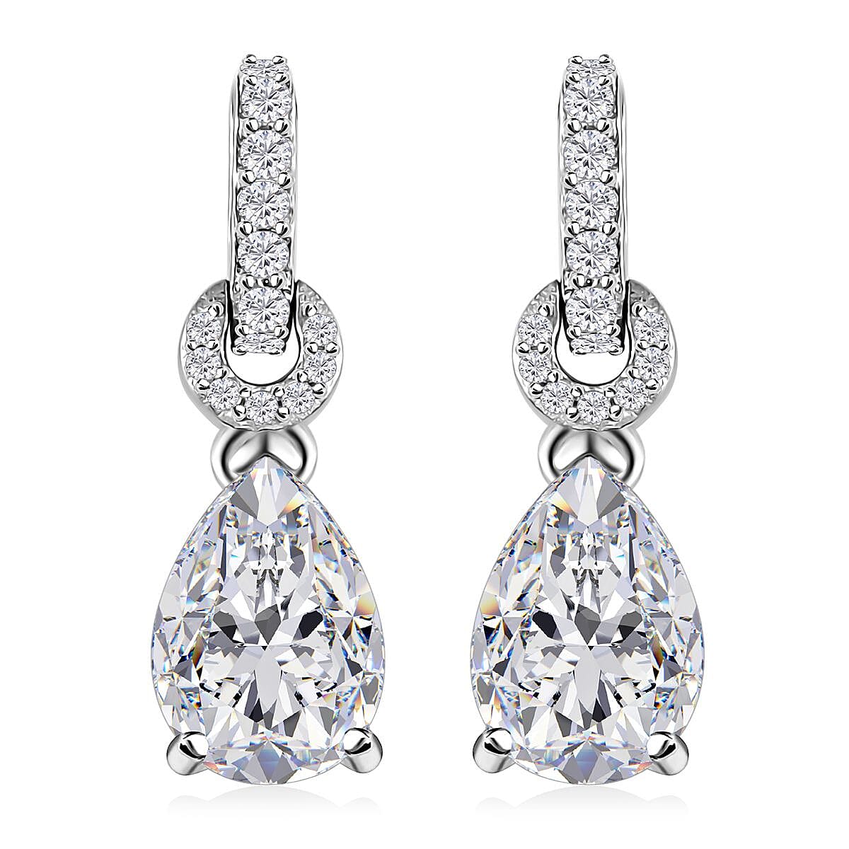 D'Joy Moissanite Drop Earrings in Platinum Over Sterling Silver 4.60 ctw