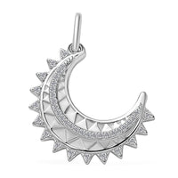 Moissanite Celestial Moon Charm in Platinum Over Sterling Silver 0.25 ctw