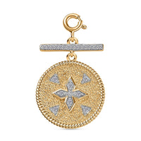 Moissanite Clover Medallion Coin Charm in Vermeil Yellow Gold Over Sterling Silver 0.30 ctw