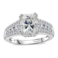 Moissanite Ring in Platinum Over Sterling Silver (Size 10.0) 3.00 ctw