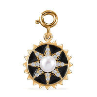 White Pearl, Moissanite Charm in Platinum Over Sterling Silver 0.20 ctw