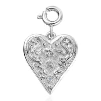 Moissanite Heart Charm in Platinum Over Sterling Silver