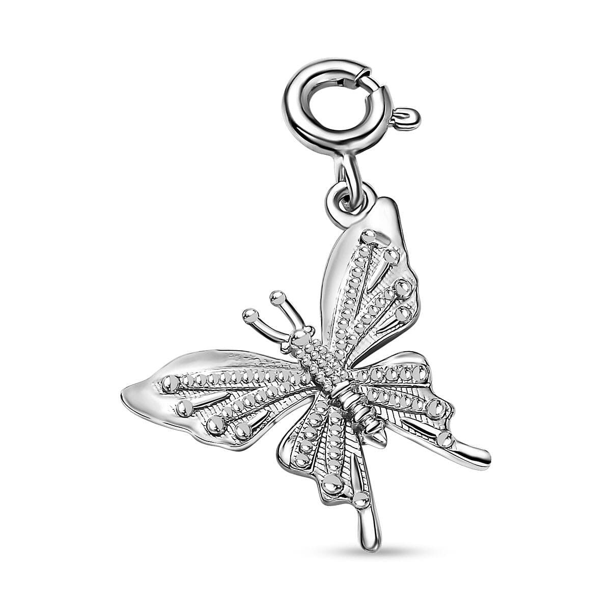 Platinum Over Sterling Silver Butterfly Charm 2.05 Grams
