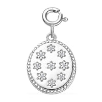 Moissanite Celestial Stars Coin Charm in Platinum Over Sterling Silver 0.08 ctw