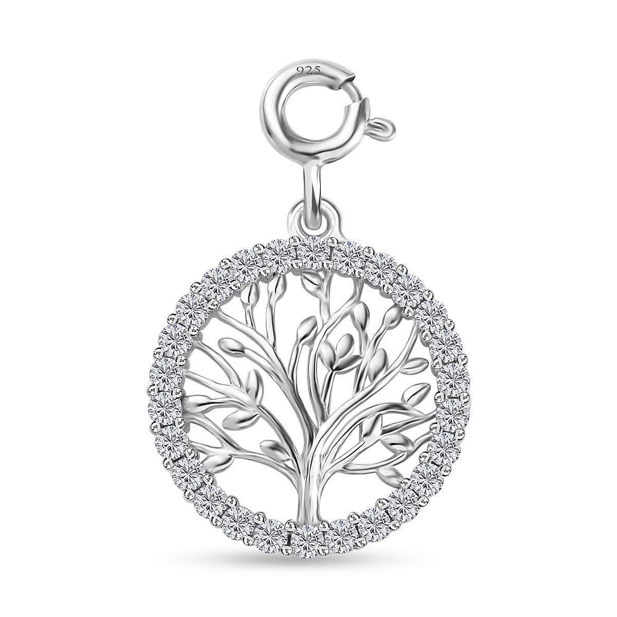 Moissanite Tree of Life Charm in Platinum Over Sterling Silver 0.75 ctw