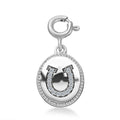 Moissanite Lucky Horseshoe Charm in Platinum Over Sterling Silver 0.10 ctw - Sticky add to cart bar