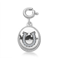 Moissanite Lucky Horseshoe Charm in Platinum Over Sterling Silver 0.10 ctw