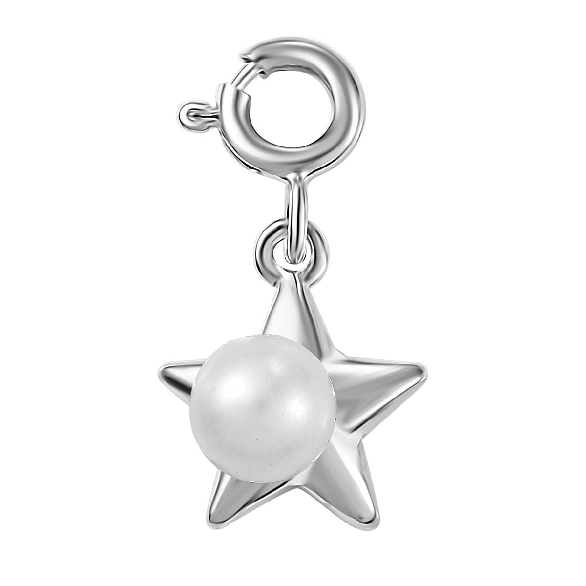 Freshwater Pearl Charm in Platinum Over Sterling Silver