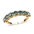 Blue Moissanite (Rnd 4mm) 7 Stone Ring in Vermeil YG Over Sterling Silver (Size 10.0) 1.65 ctw - Sticky add to cart bar
