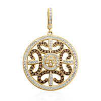 Champagne Color and White Austrian Crystal Pendant in Goldtone