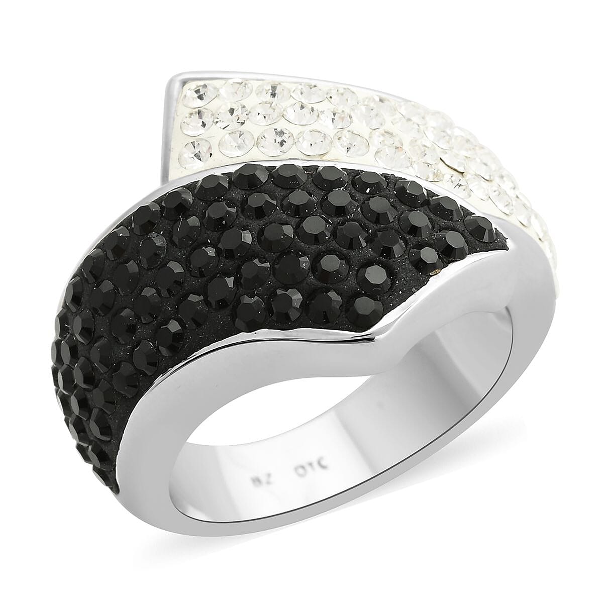 White and Black Austrian Crystal Ring
