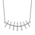 Moissanite Fish Bone Statement Necklace 18 Inches in Platinum Over Sterling Silver 2.10 ctw - Sticky add to cart bar