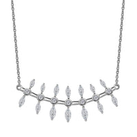 Moissanite Fish Bone Statement Necklace 18 Inches in Platinum Over Sterling Silver 2.10 ctw
