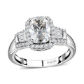 Moissanite Halo Ring in Platinum Over Sterling Silver (Size 10.0) 1.90 ctw - Sticky add to cart bar