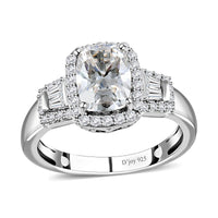 Moissanite Halo Ring in Platinum Over Sterling Silver (Size 10.0) 1.90 ctw