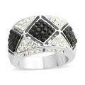 Black and White Austrian Crystal Ring in Silvertone - Sticky add to cart bar