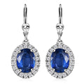 TLV Kashmir Blue Kyanite, Moissanite Lever Back Earrings in Platinum Over Sterling Silver 3.60 ctw - Sticky add to cart bar