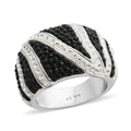 White and Black Austrian Crystal Ring in Silvertone - Sticky add to cart bar