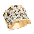 Champagne and White Austrian Crystal Ring in Goldtone - Sticky add to cart bar