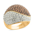 White and Champagne Austrian Crystal Ring in Goldtone (Size 7.0) - Sticky add to cart bar