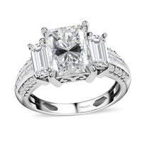 Moissanite Ring in Platinum Over Sterling Silver (Size 10.0) 3.70 ctw