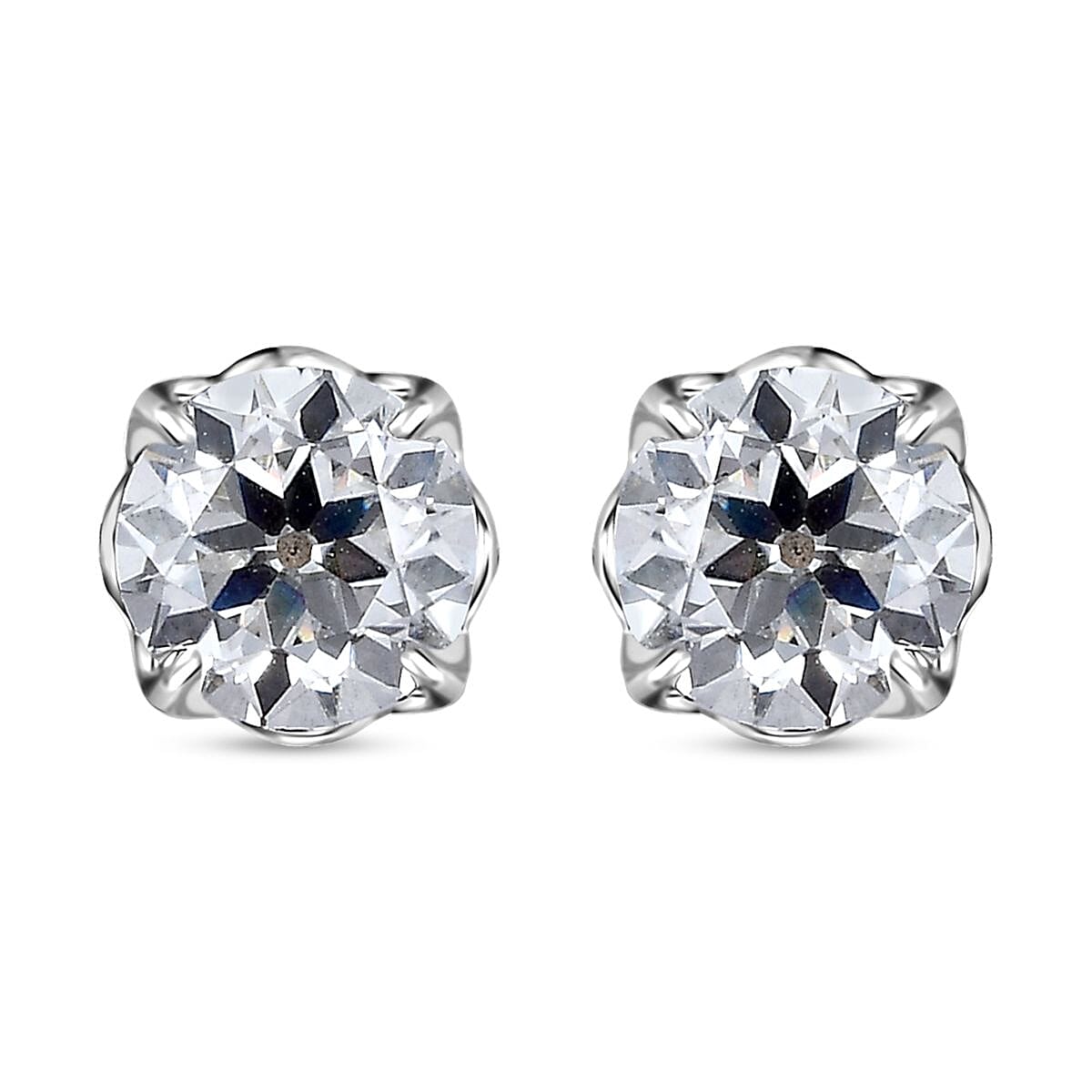 Moissanite Stud Earrings in Platinum Over Sterling Silver 2.40 ctw