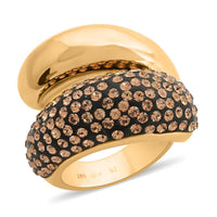 Champagne Color Austrian Crystal Ring in 14K Goldtone Over (Size 7.0)