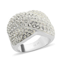 White Austrian Crystal Ring in Silvertone