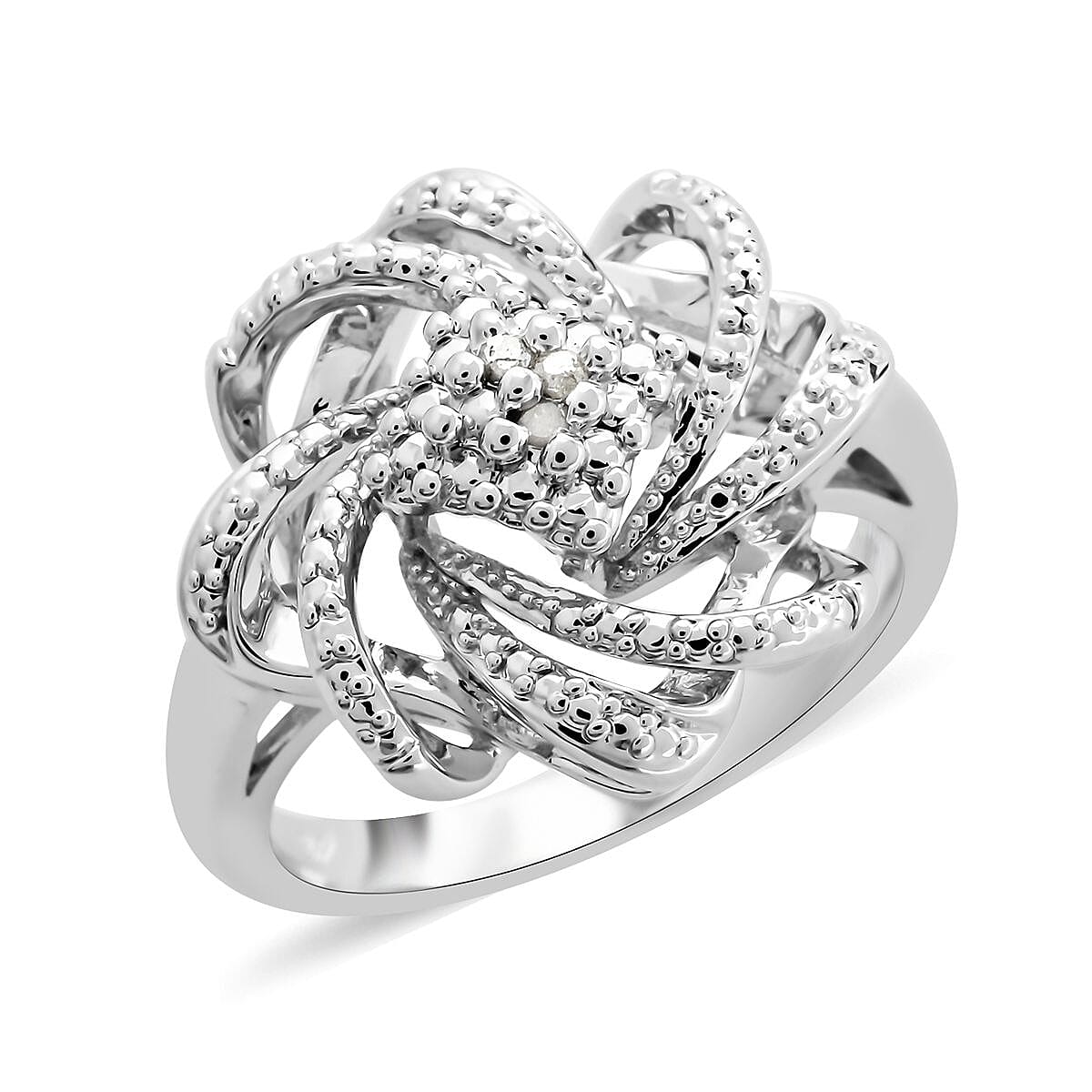 White Austrian Crystal Ring in Silvertone (Size 7.0)