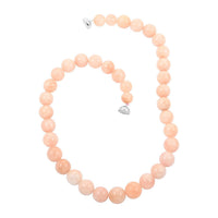 Marropino Morganite 11-16mm Beaded Necklace 20 Inches in with Magnetic Lock in Rhodium Over Sterling Silver 696.50 ctw